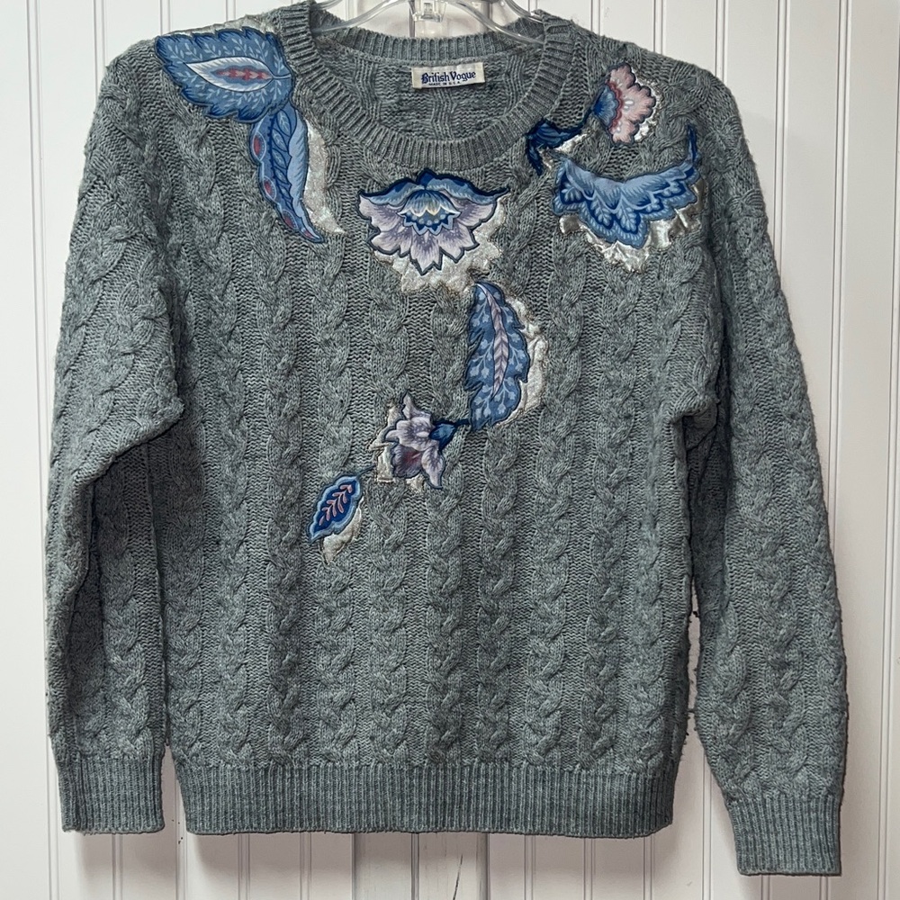 80s British Vogue Sweater L Vintage Grannycore Cottagecore